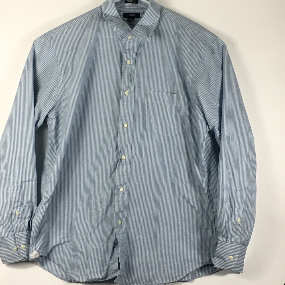 J Crew men’s long sleeve Blue striped shirt Large